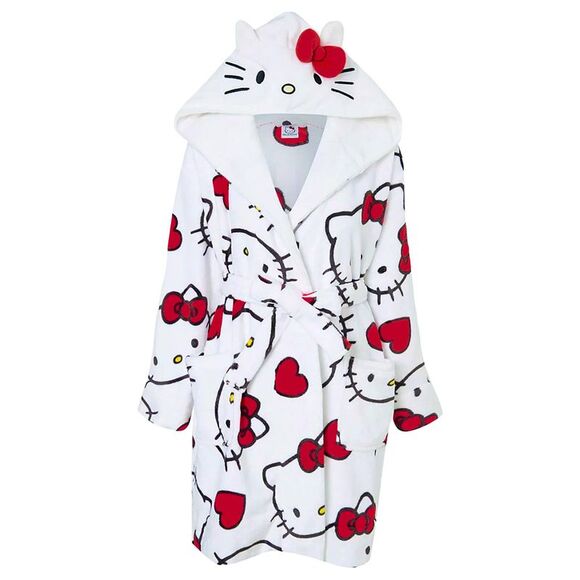 Hello Kitty Other - Hello Kitty Womens/Ladies 3D Ears Fleece Robe / White/Red/Black
